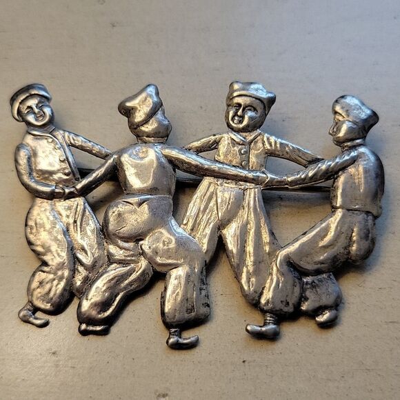 Antique Dutch silver brooch, tin flat pin - Picture 2 of 4